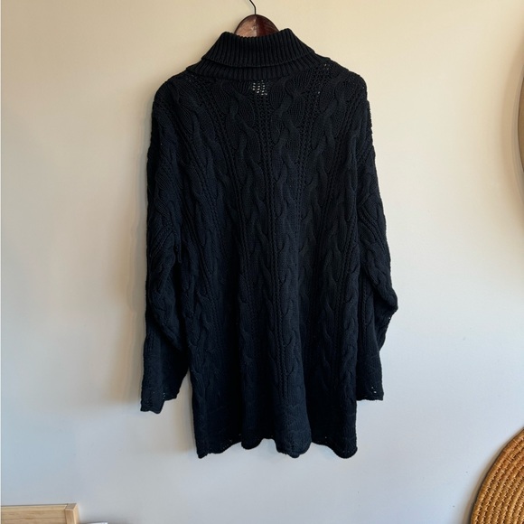 Vintage moda large cable knit cotton oversized turtleneck chunky sweater - Picture 7 of 7